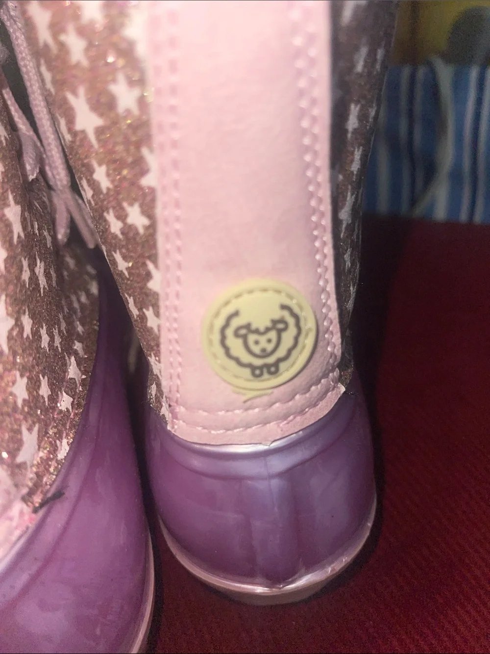 Adrienne Vittadini Pink Purple Glitter Star Kids Snow Boots